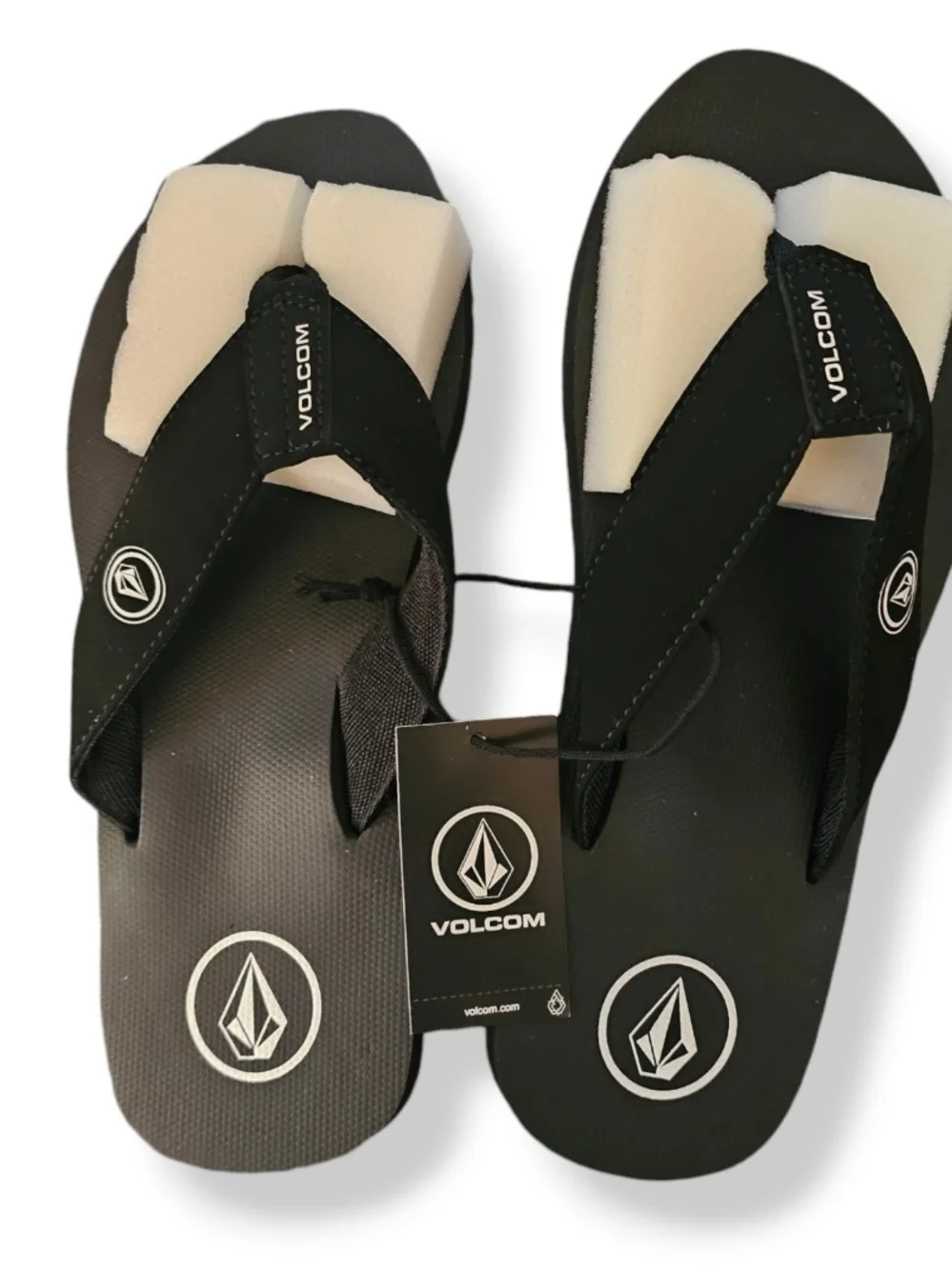 NEW Volcom Men’s Vocation Black Logo Flip-Flop Sandals Size 8